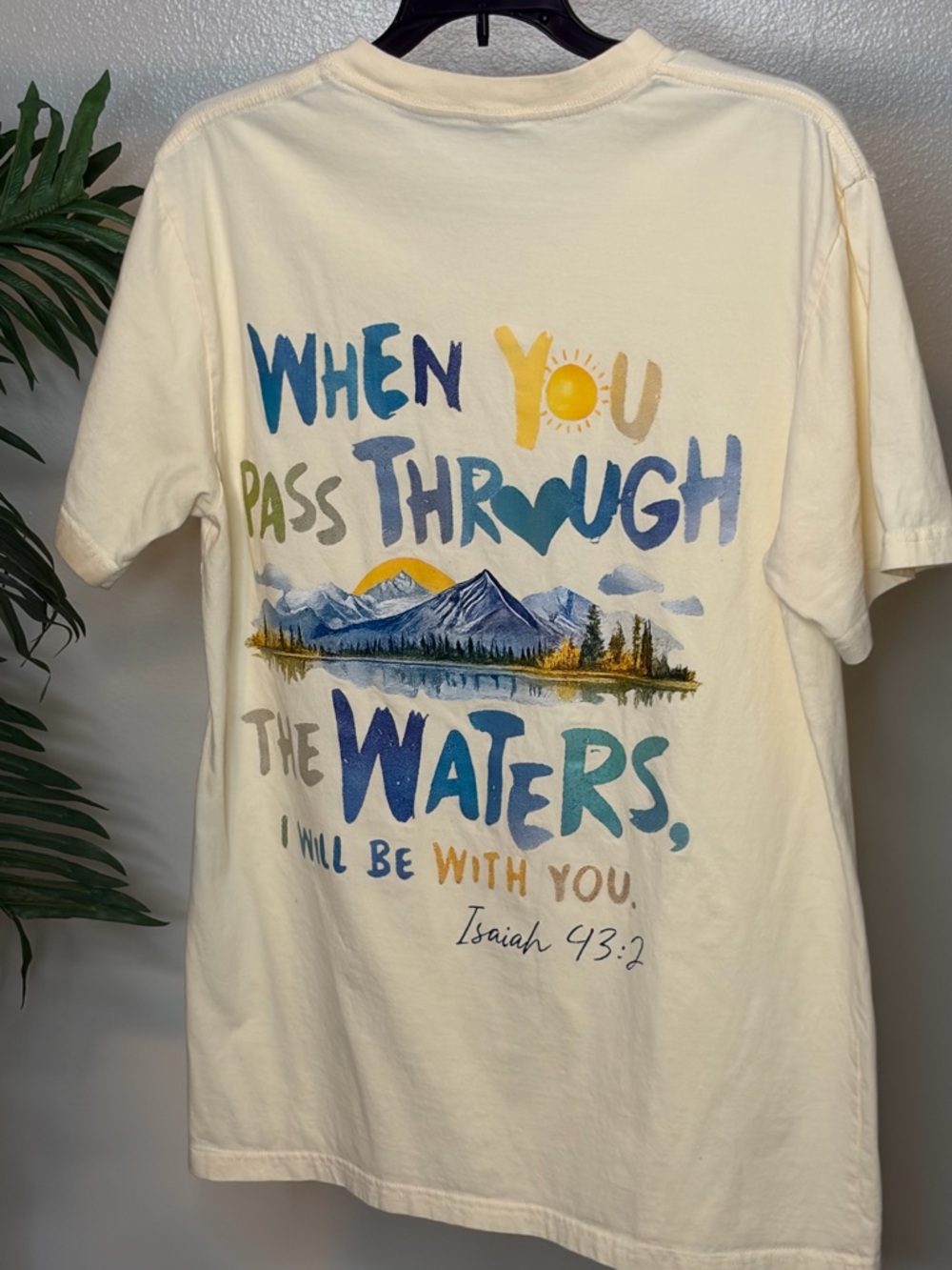 Isaiah 43:2 Christian T Shirt Womens Yellow Faith Graphic